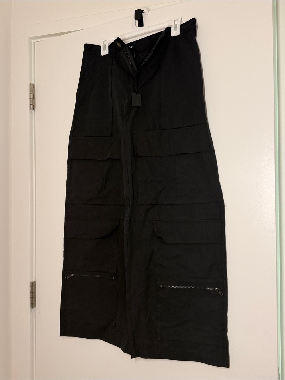 Khy Black Cargo Pants with Zip and Flap Pockets
